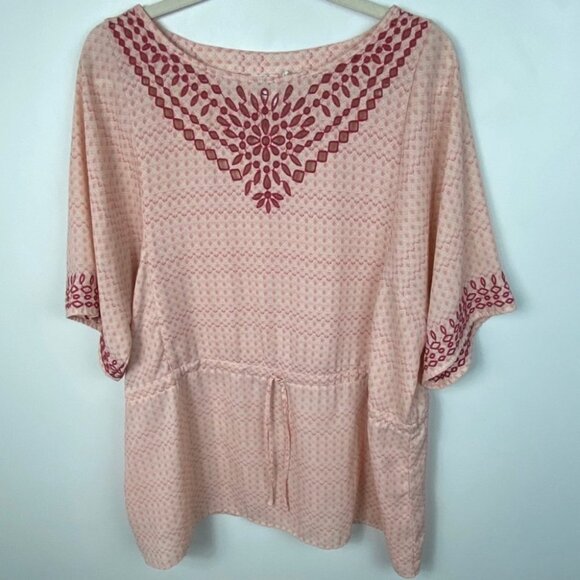 Anthropologie‎ One September Euphemia Peasant Top Medium Tie Neck Pink Blouse M - Picture 6 of 8